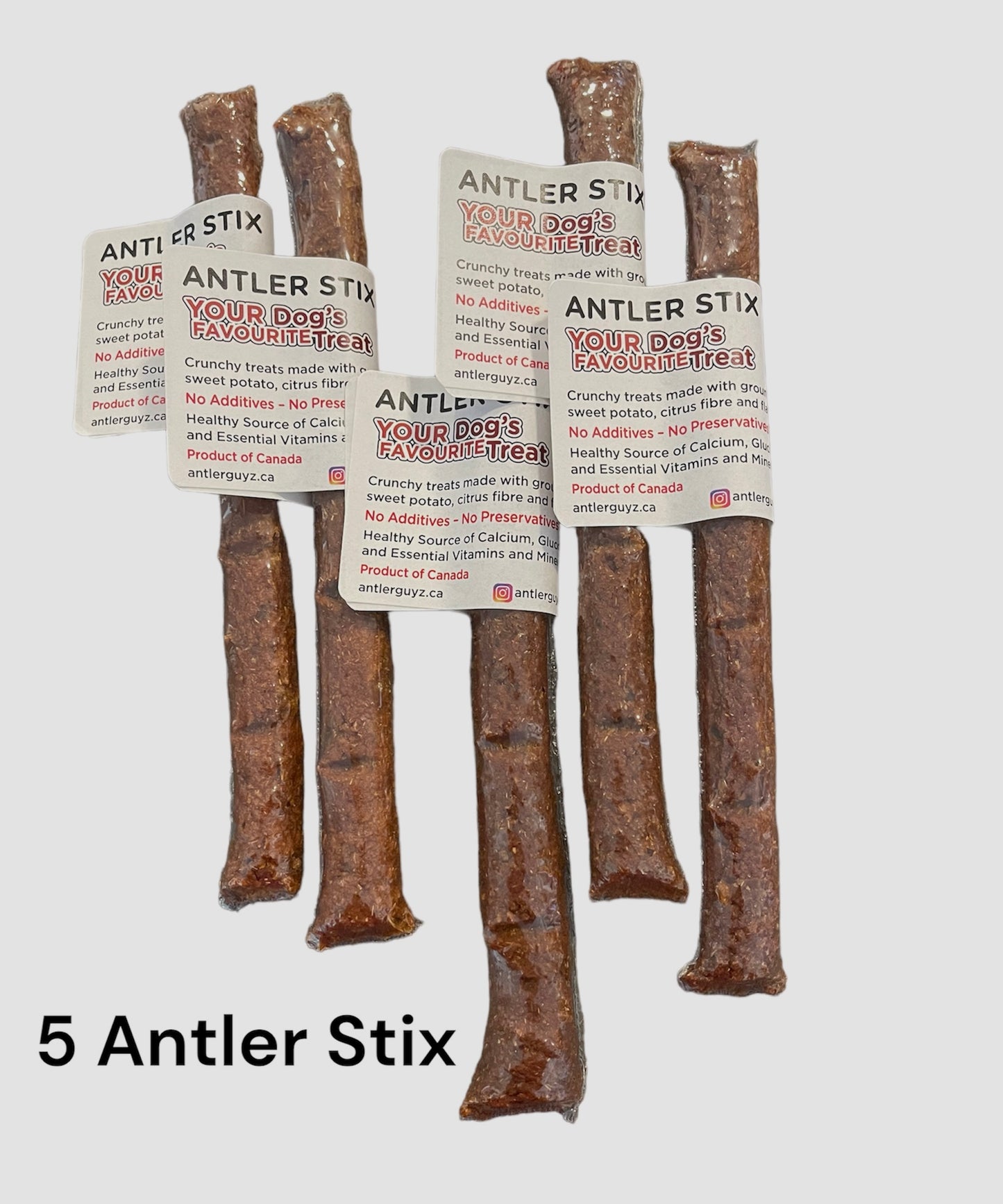 Antler Stix Treat, Sweet potato with Bacon flavour! 5 LARGE Stix (New!)